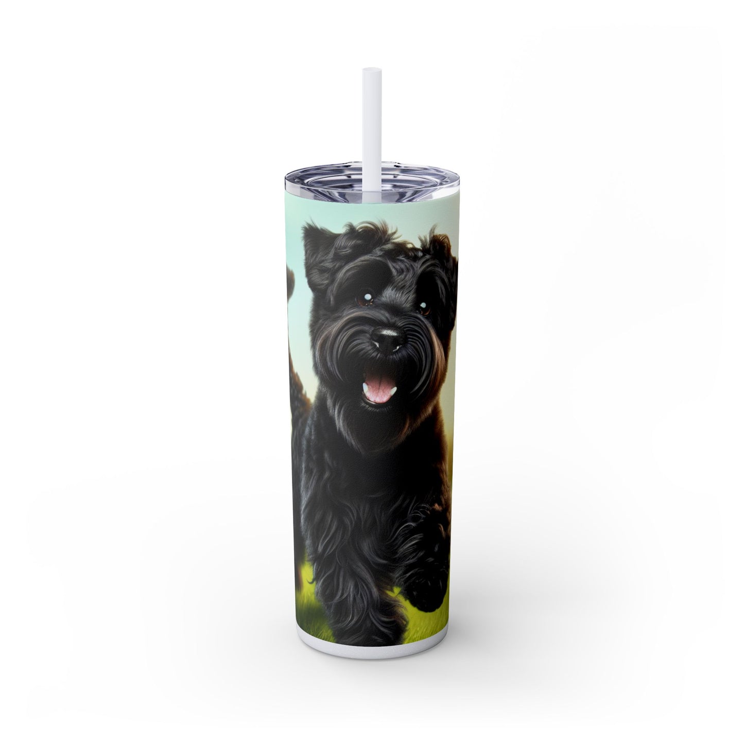 Russian Black Terrier Skinny Tumbler with Straw, 20oz
