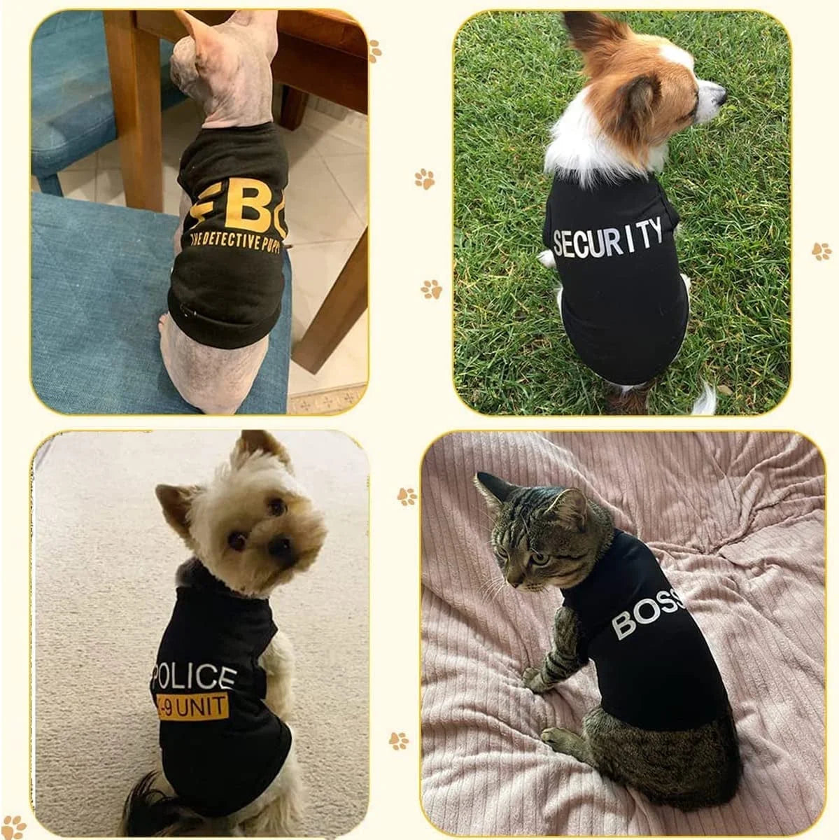 Paquete de 4 camisetas para perros pequeños