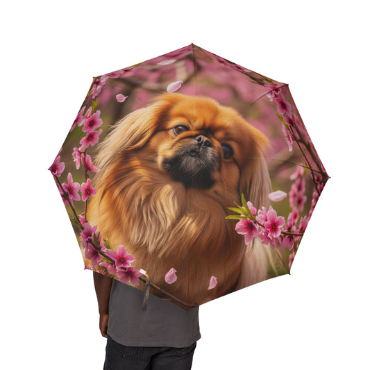 Pekingese Semi-Automatic Foldable Umbrella