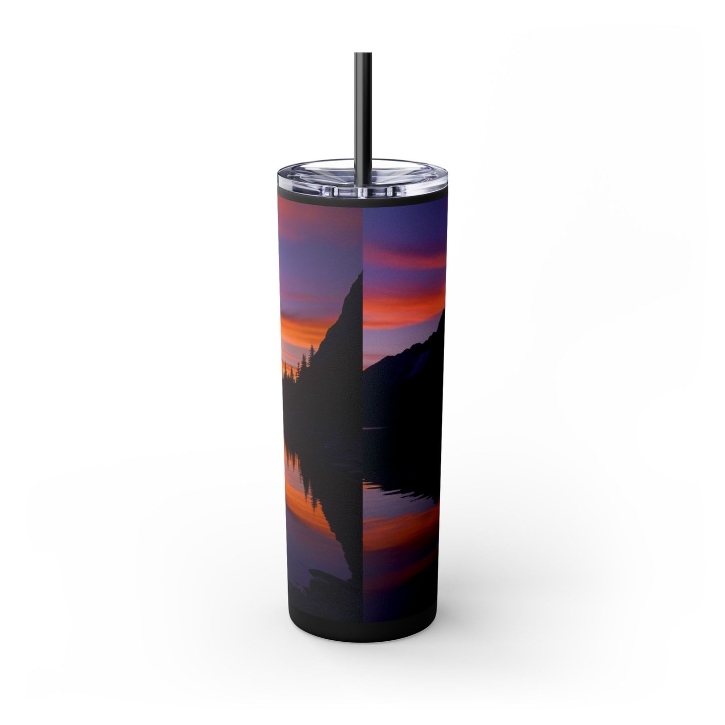 Mountain Lake Sunrise Skinny Tumbler with Straw, 20oz