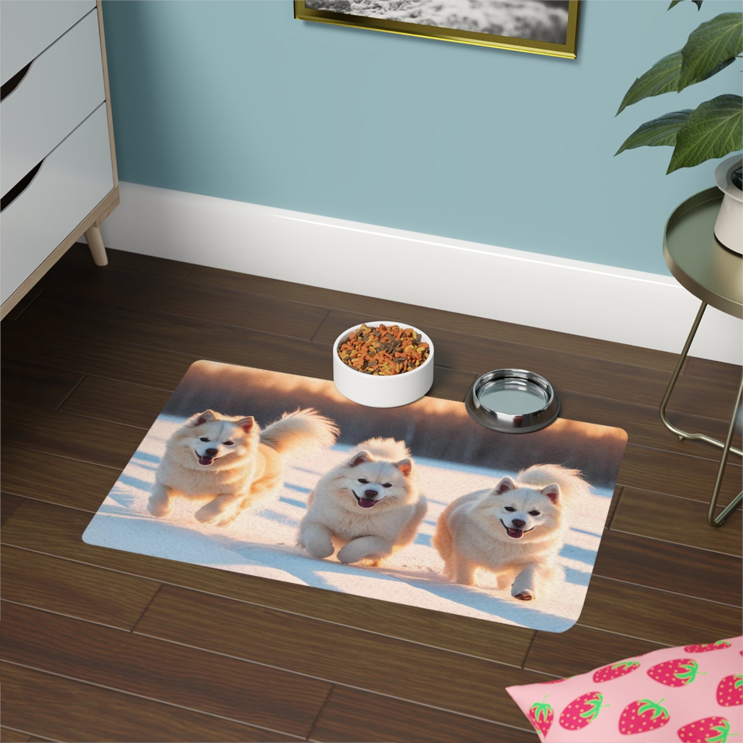 Pet Food Mat (12x18) - Snow Dogs