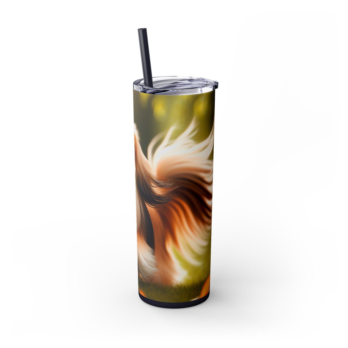 Tibetan Spaniel Skinny Tumbler with Straw, 20oz