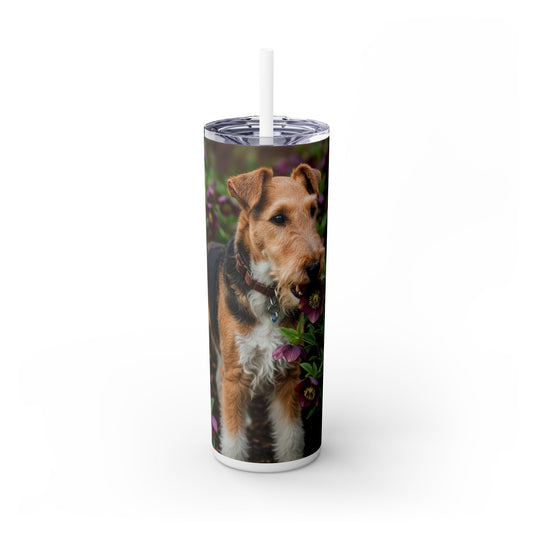 Wire Fox Terrier Skinny Tumbler with Straw, 20oz