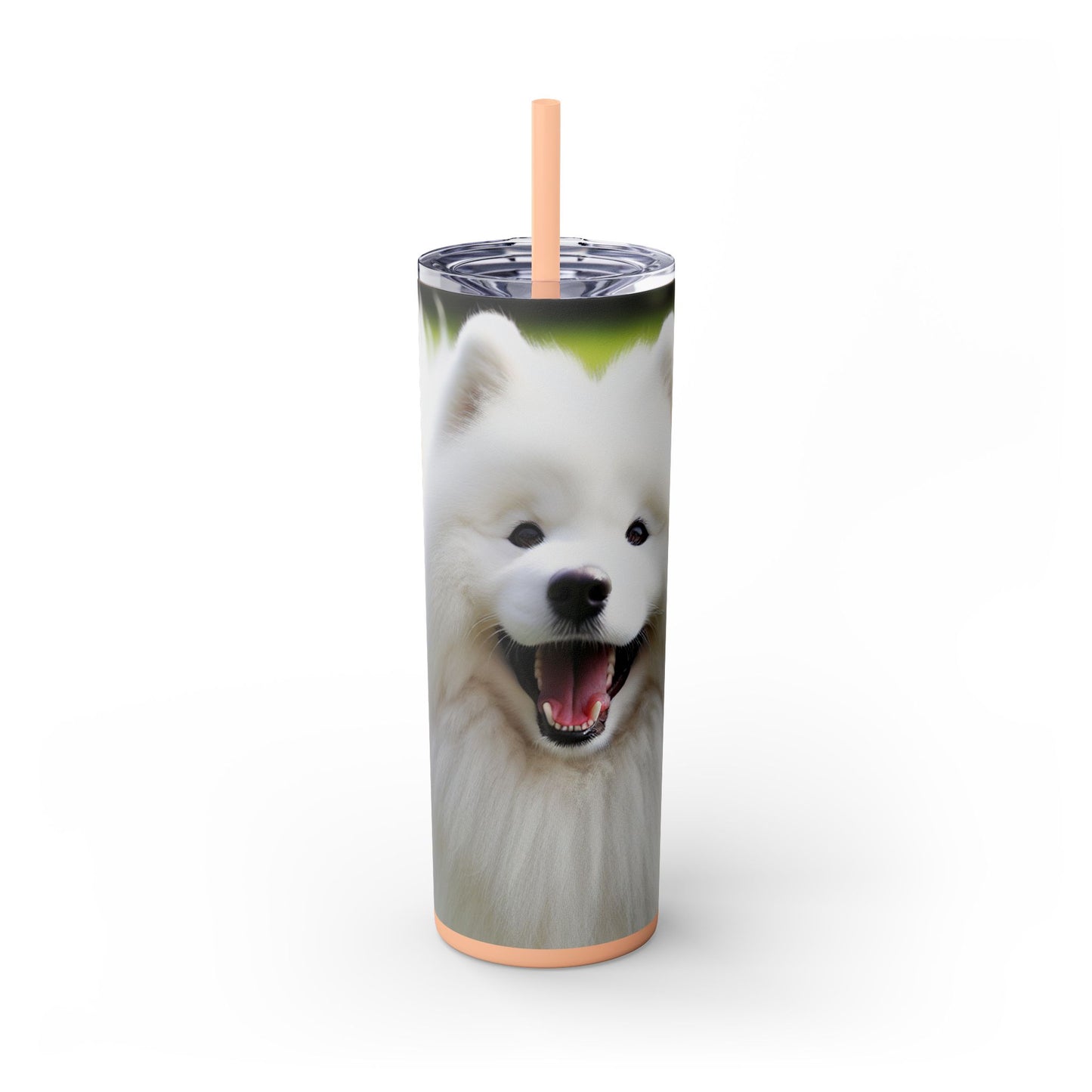 Samoyed Skinny Tumbler with Straw, 20oz