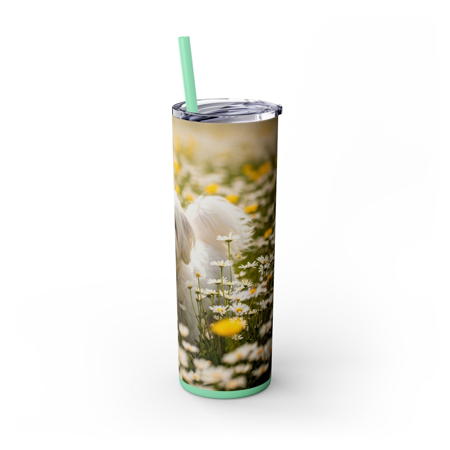 Lowchen Skinny Tumbler with Straw, 20oz