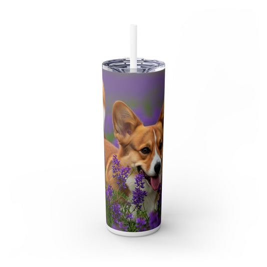 Cardigan Welsh Corgi Skinny Tumbler with Straw, 20oz
