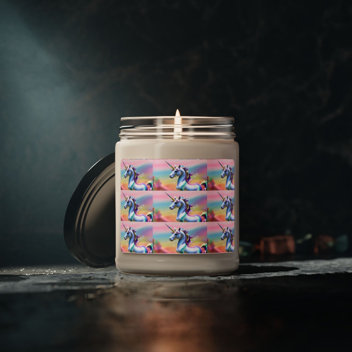 Glittery Rainbow Unicorn- Scented Soy Candle, 9oz