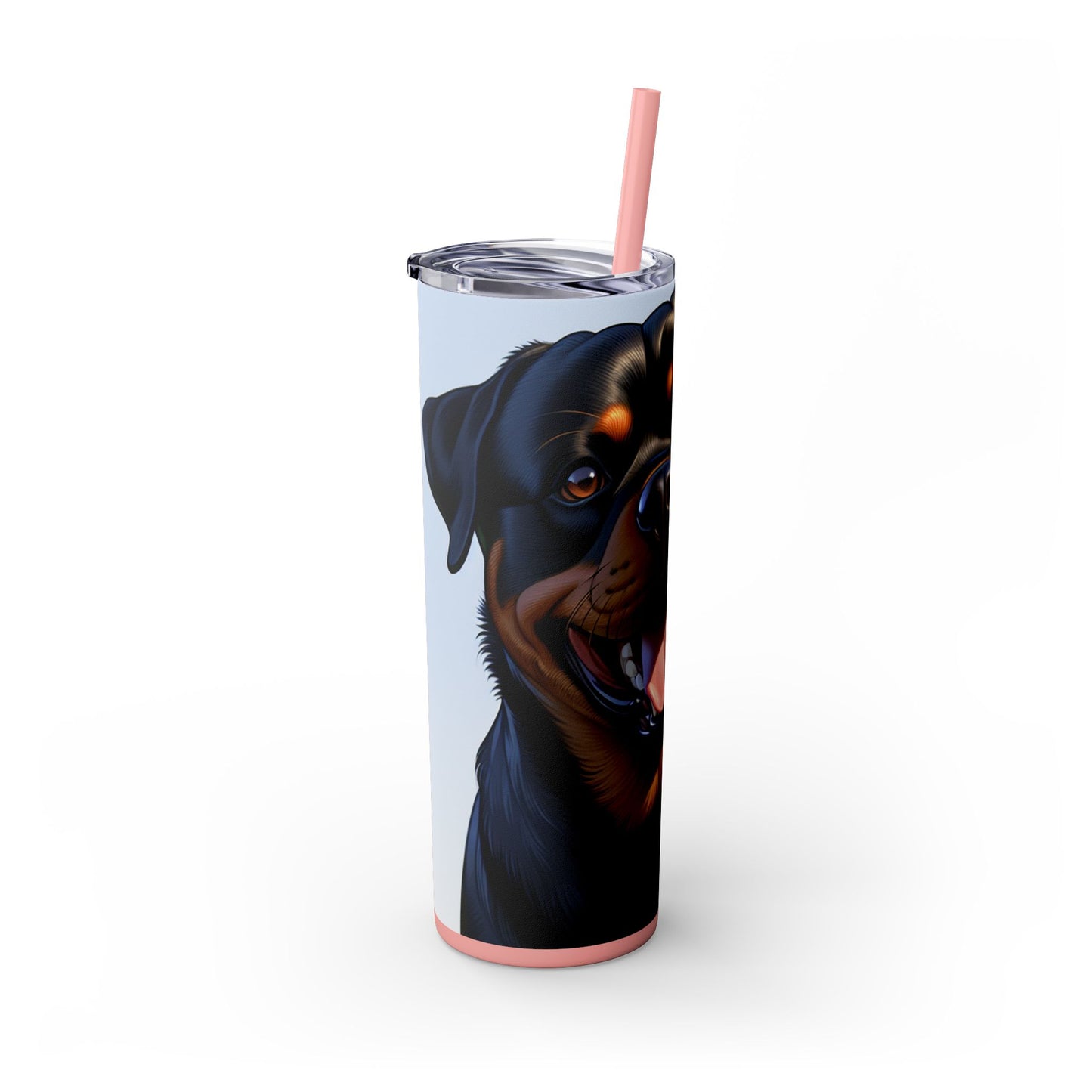 Rottweiler Skinny Tumbler with Straw, 20oz