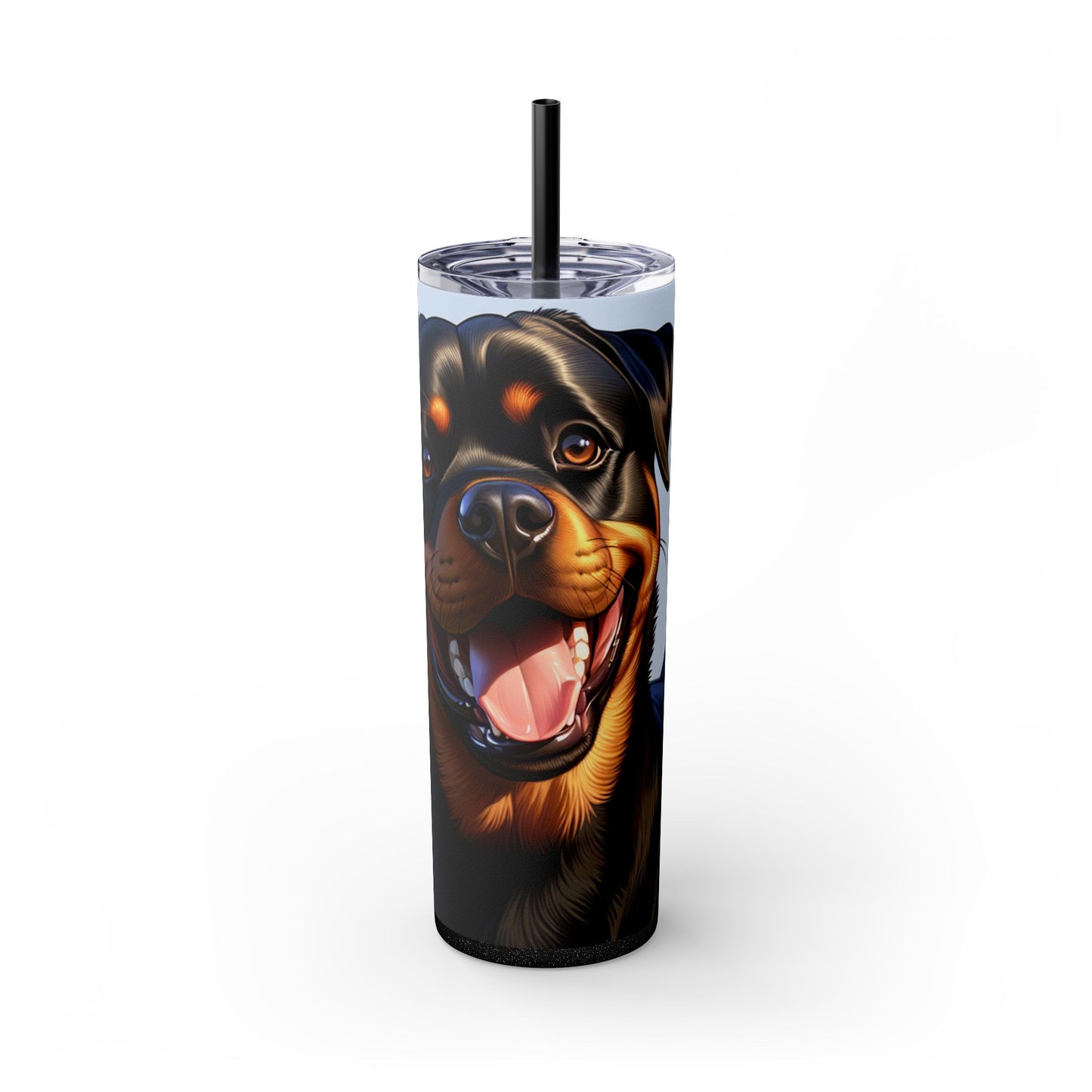 Rottweiler Skinny Tumbler with Straw, 20oz