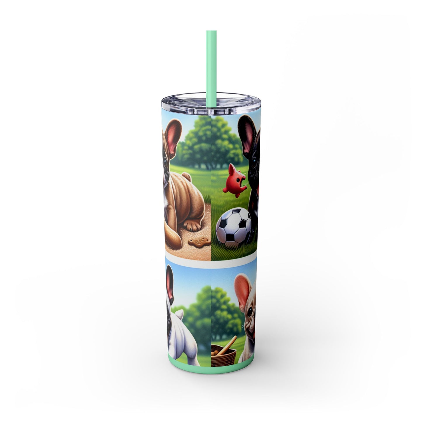 French Bulldog Skinny Tumbler with Straw, 20oz