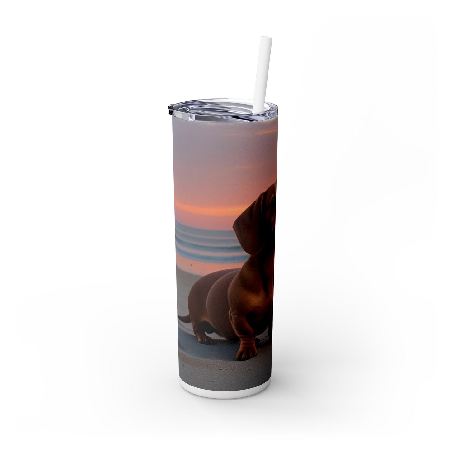 Vaso delgado con pajita Dachshund Love, 20 oz