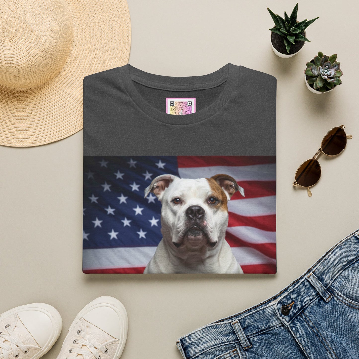 Patriotic T-Shirt — American Flag Dog Tee
