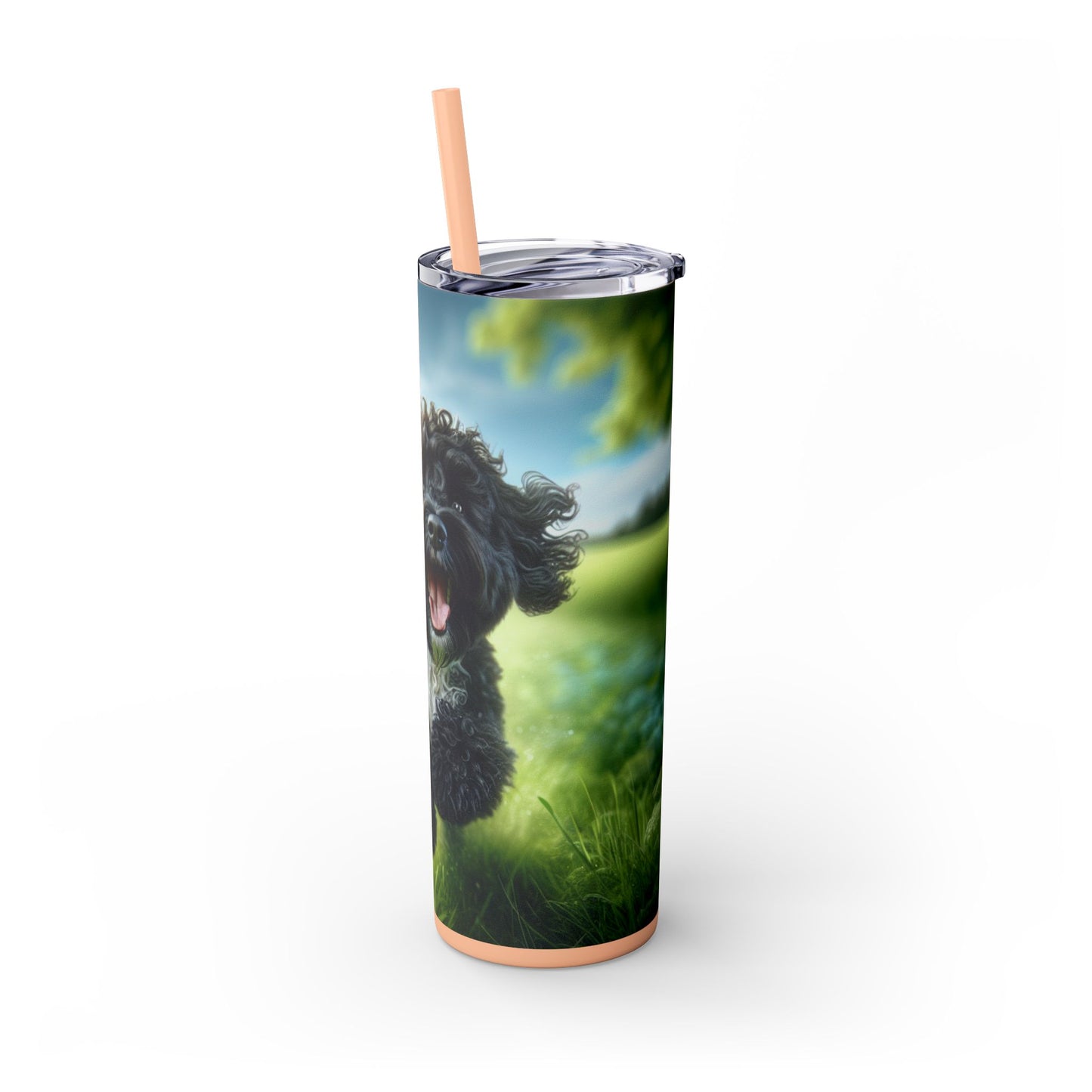 Portuguese Water Dog Skinny Tumbler with Straw, 20oz