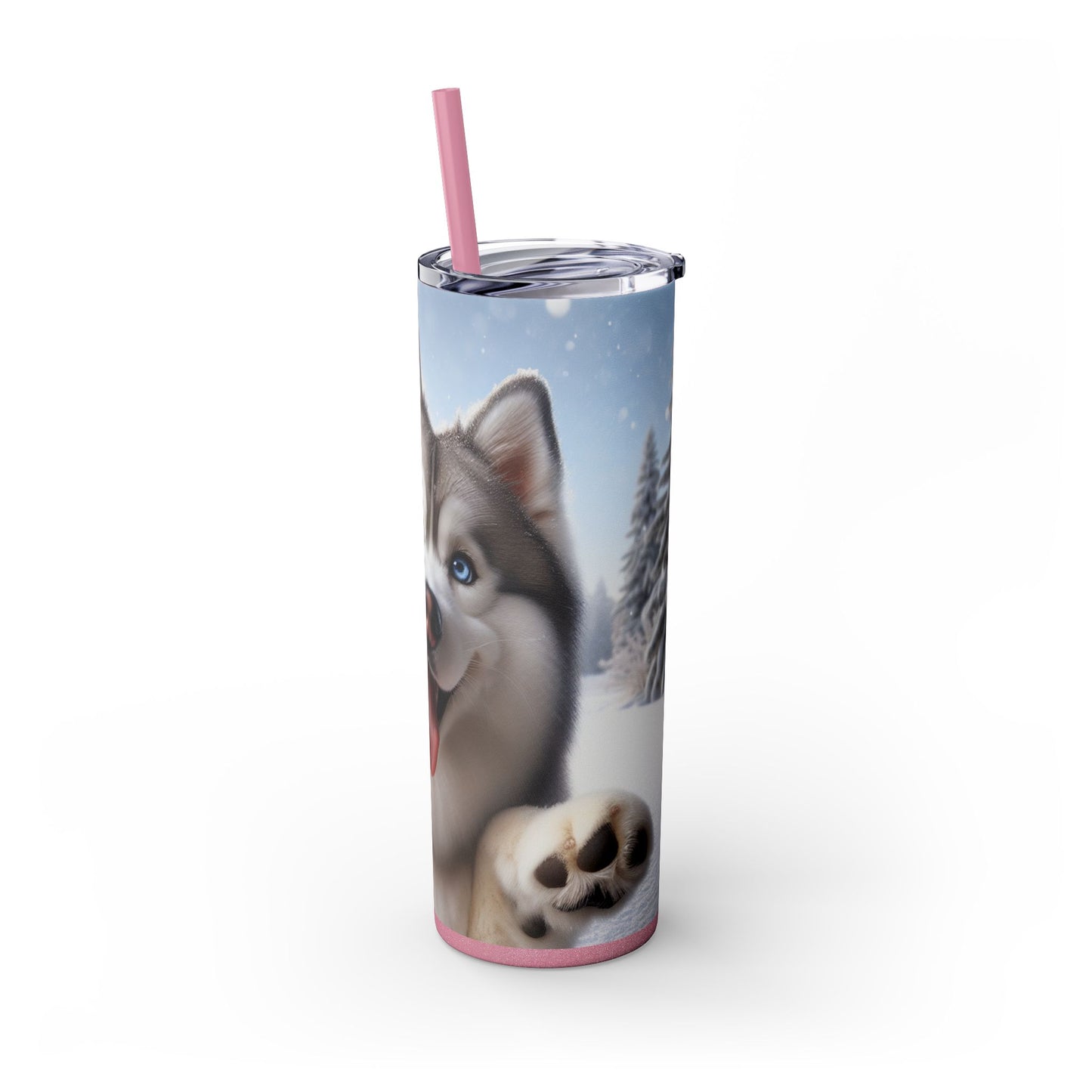 Siberian Husky Skinny Tumbler with Straw, 20oz