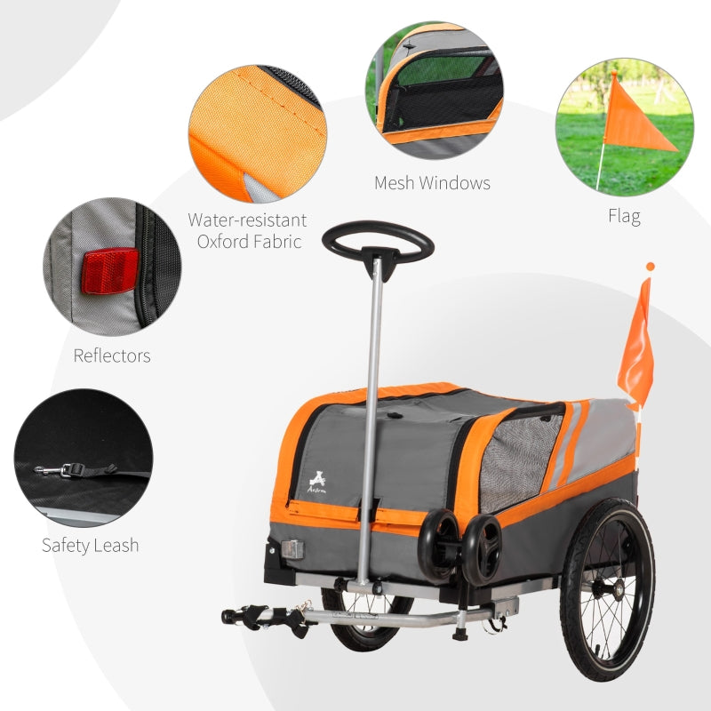 Remolque de bicicleta para mascotas, cochecito de viaje 2 en 1 