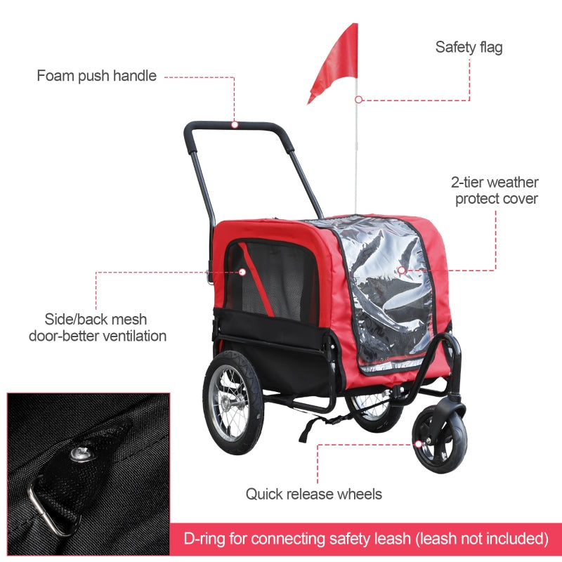 Poussette-vélo/poussette de jogging 2 en 1 à 3 roues pour animaux de compagnie
