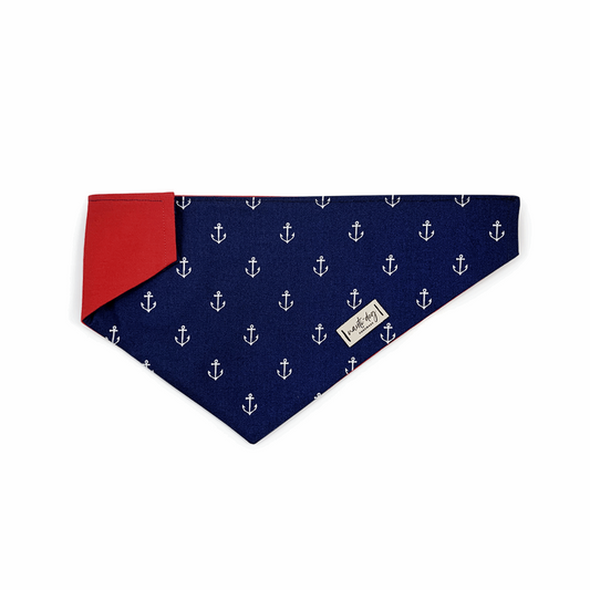 Bandana pour chien à enfiler sur le collier, style nautique, « Anchors Away »