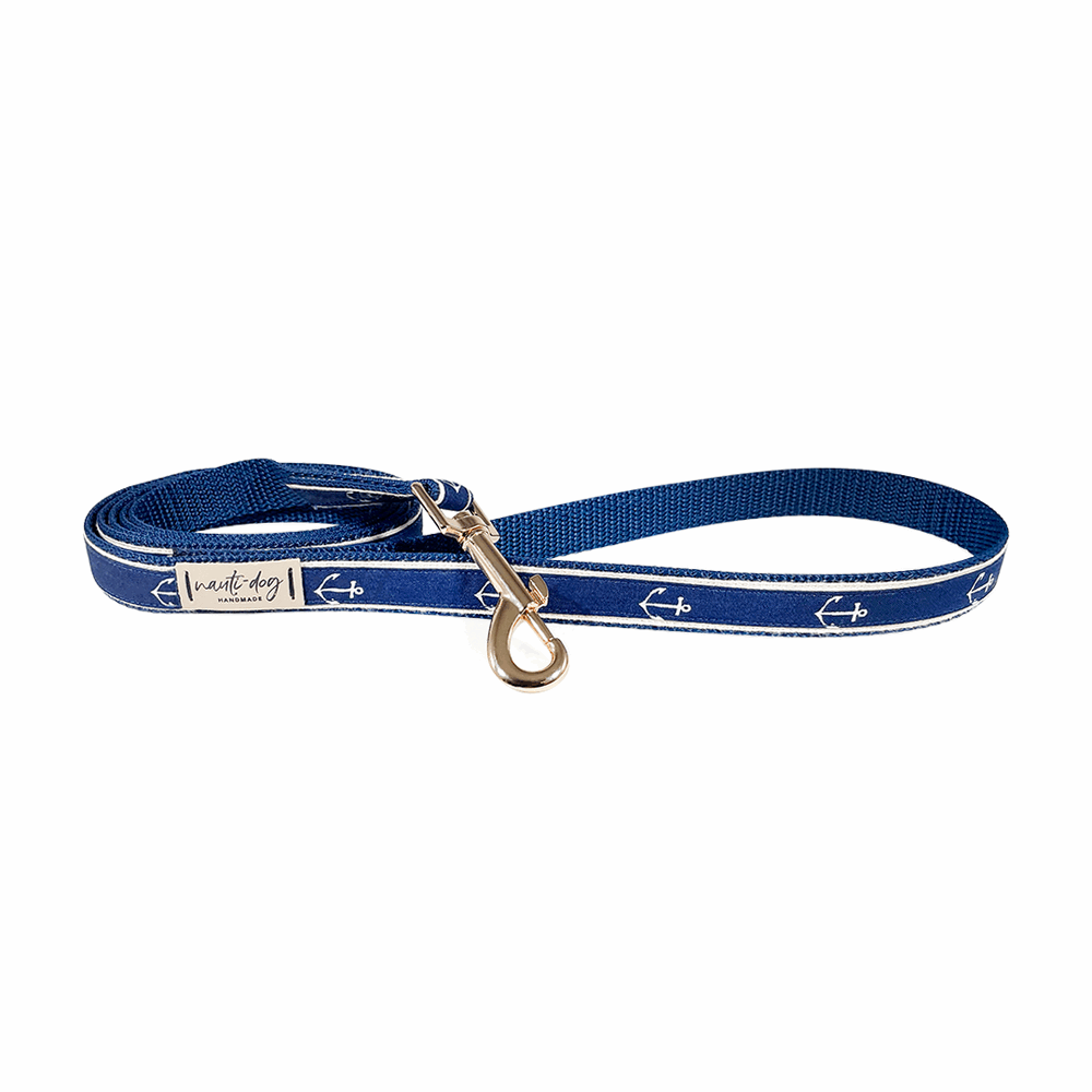 Laisse pour chien en ruban nautique « Anchors Away »