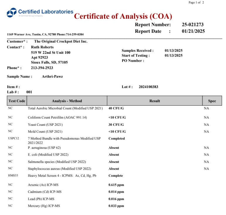 Arthri-Pawz – con glucosamina para gatos y perros 