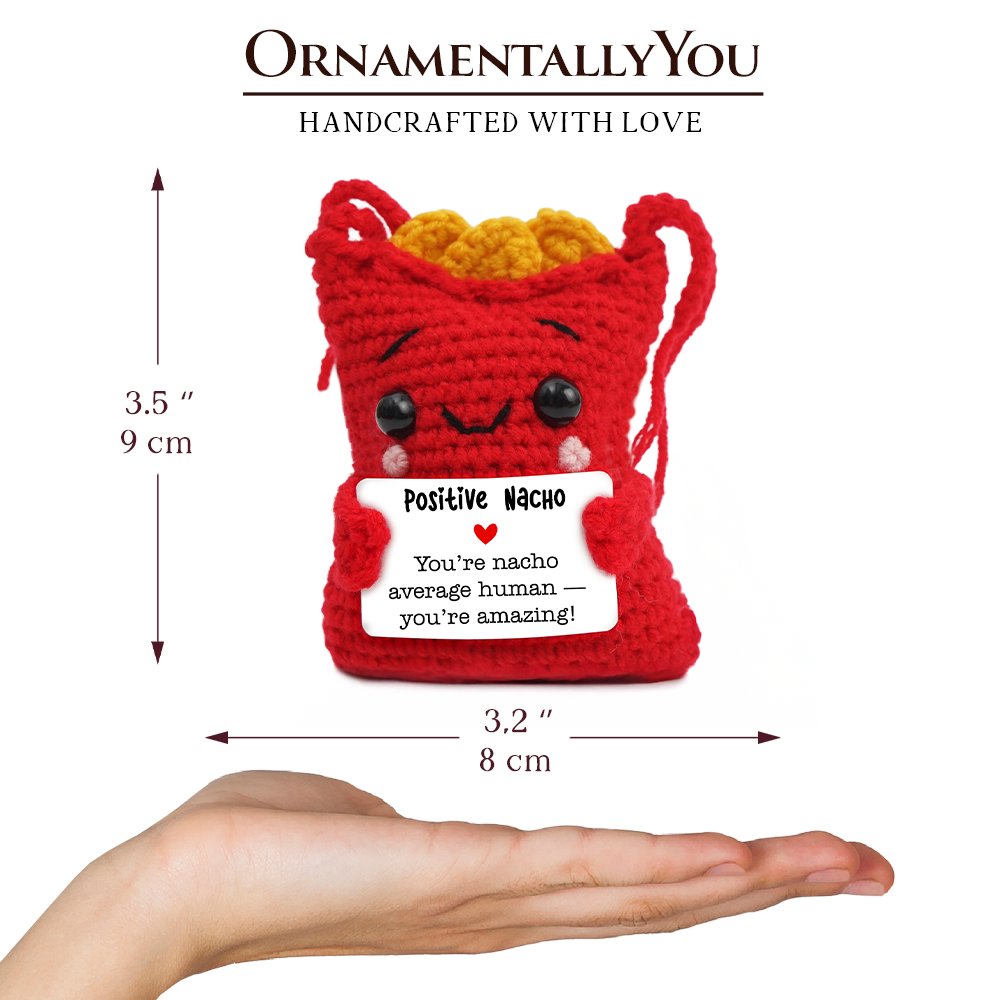 Muñeca de apoyo de crochet "Positivity Nachos", regalo de ánimo para niños y adultos