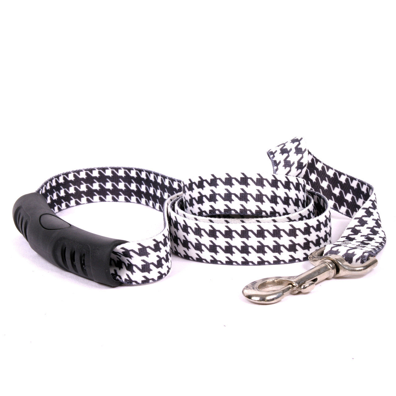 Laisse pour chien à motif pied-de-poule blanc et noir