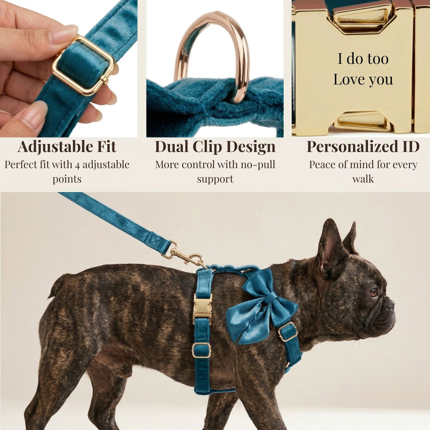 Ensemble classique personnalisé en satin bleu-vert