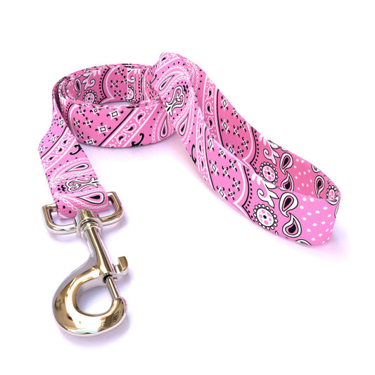 Laisse pour chien rose bandana