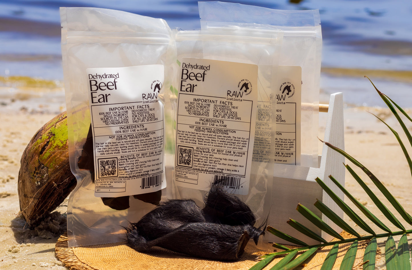 Oreilles de bœuf déshydratées avec poils pour chats et chiens — 100% naturelles | Raw Instincts Florida