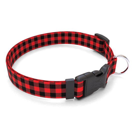 Collier pour chien rouge à carreaux Buffalo