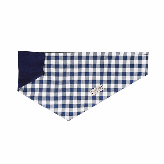 Bandana à carreaux Buffalo Navy Check Oxford à porter par-dessus le col