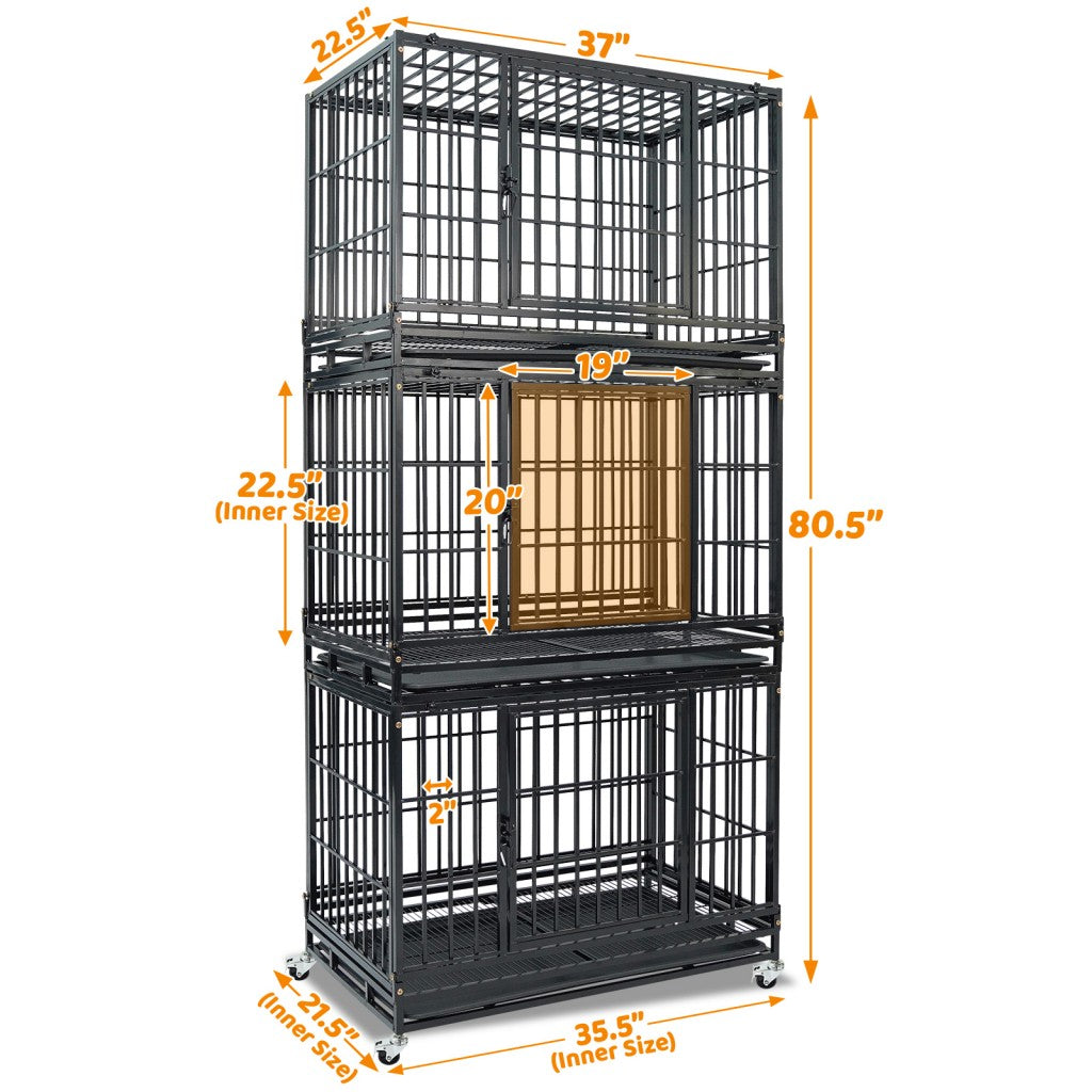 Niche pour chien robuste empilable de 37 pouces 371D04 