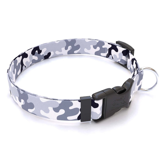 Collier pour chien camouflage noir et blanc