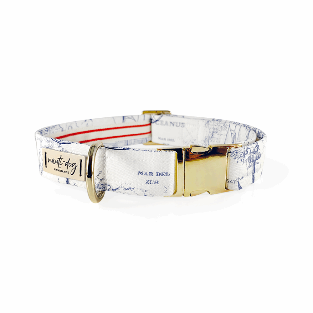 Collier pour chien Carta Marina Light Vintage Nautical Toile Buckle &amp; Martingale