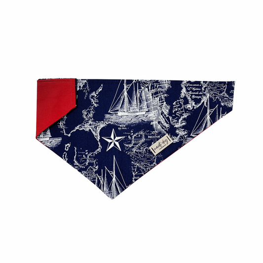 Bandana pour chien Carta Marina Navy Vintage Nautical Toile à enfiler sur le collier