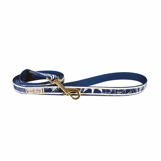 Laisse pour chien Carta Marina Navy Vintage Nautical Toile Ribbon
