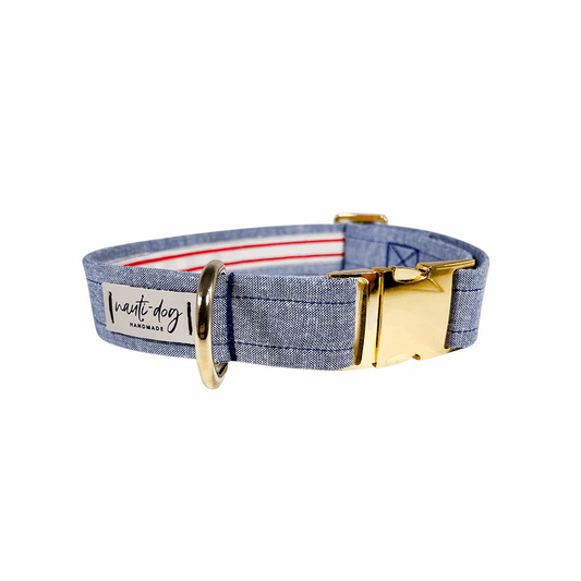 Collier pour chien Chambray Classic Oxford à boucle et martingale