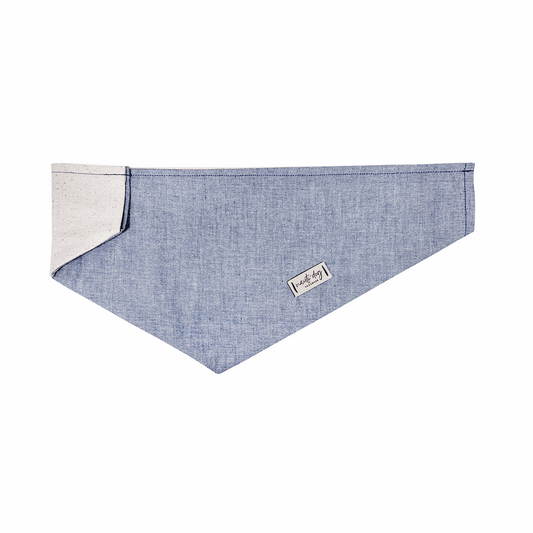 Bandana pour chien en chambray classique Oxford à enfiler par le collier