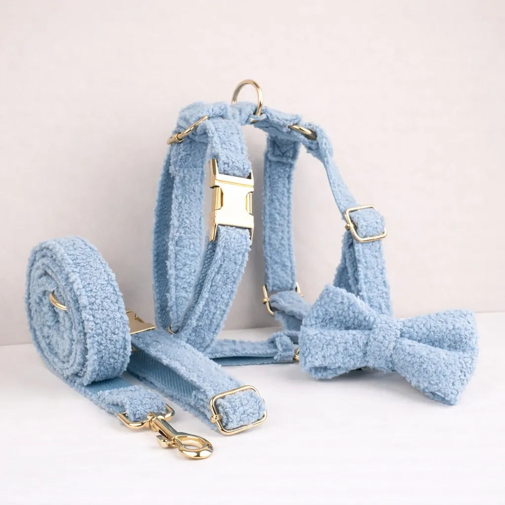 Ensemble classique personnalisé en velours ours bleu