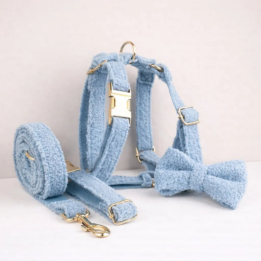 Ensemble classique personnalisé en velours ours bleu