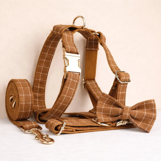 Ensemble classique personnalisé à carreaux marron
