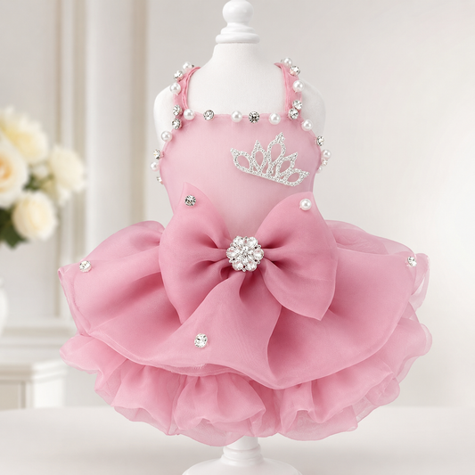 Pet Dress Pearl Diamond Crown 2 Colors