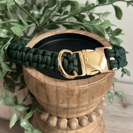 Collier pour chien fait main avec tresse cobra vert émeraude