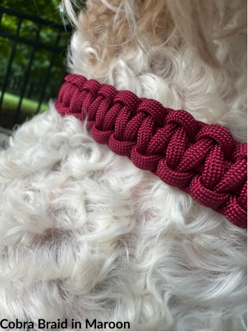 Collier pour chien fait main avec tresse cobra bordeaux
