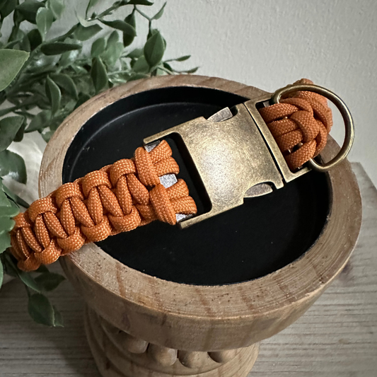 Collier pour chien fait main avec tresse cobra couleur moutarde
