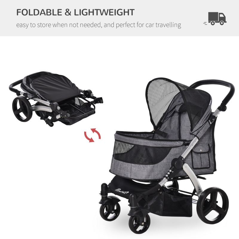 Poussette de voyage pour animaux de compagnie avec guidon réglable 
