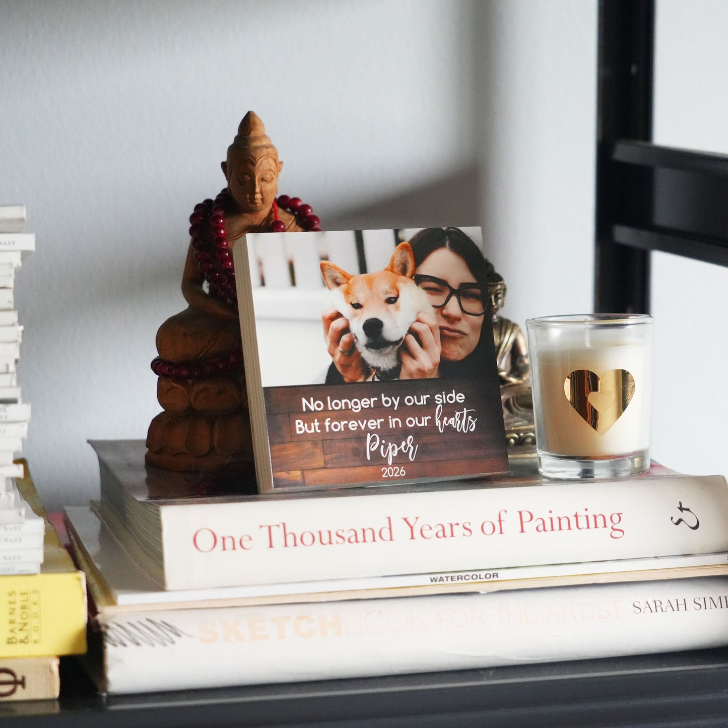 Custom Dog Memorial Photo Block with Photo, Name & Dates