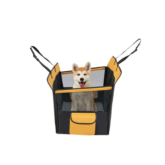Housse de siège auto pour chien avec fenêtre en filet pour chiens de petite et moyenne taille - Noir
