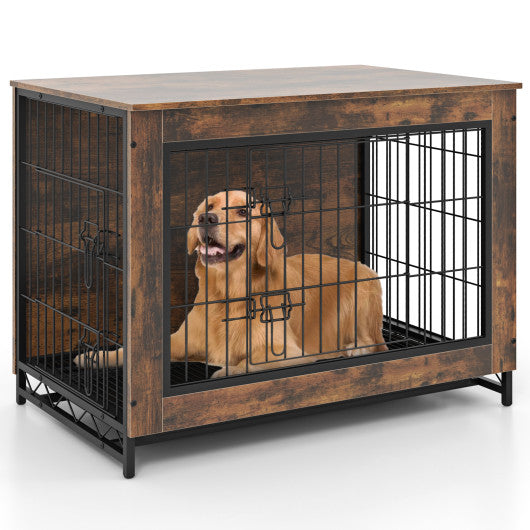 Jaula para perros con puertas dobles con cerradura y bandeja extraíble - M