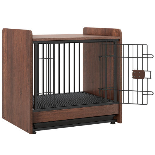 Cage de transport pour chien d'intérieur avec plateau amovible et porte verrouillable