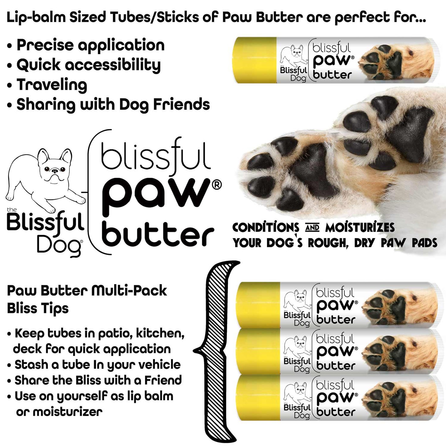 Baume pour pattes Blissful Paw® : Hydrate les coussinets rugueux et secs